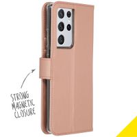 Accezz Étui de télephone Wallet Samsung Galaxy S21 Ultra - Rose Doré