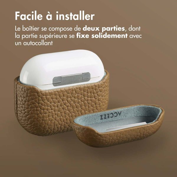 Accezz Coque en cuir véritable  Apple Airpods 3 - Taupe
