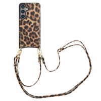 Selencia Coque de télephone Nova avec cordon et porte-cartes Samsung Galaxy S24 - Leopard