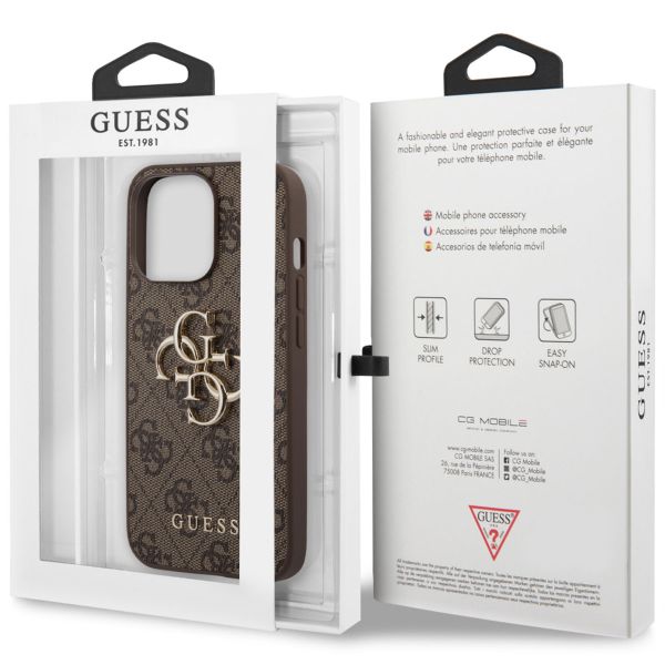 Guess Coque 4G Metal Logo Backcover Apple iPhone 13 Pro - Marron