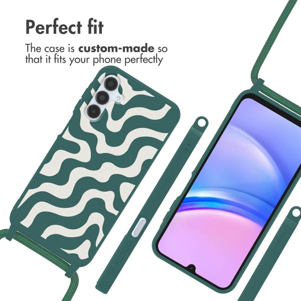 imoshion Coque design en silicone avec cordon Samsung Galaxy A15 (5G/4G) - Petrol Green Groovy