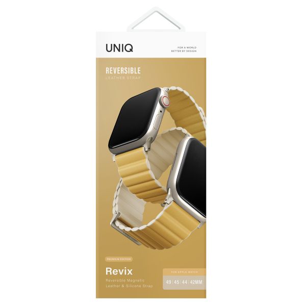 Uniq Bracelet Revix Premium Edition réversible Apple Watch | 44/45/46/49 mm - Canary Yellow / Ivory