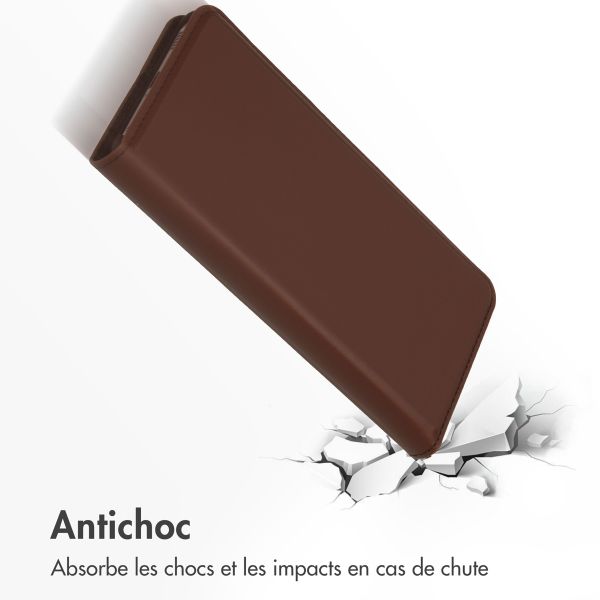Accezz Étui de télephone Slim Folio en cuir de qualité supérieure Samsung Galaxy S22 Plus - Marron