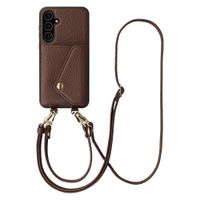Selencia Coque de télephone Sera avec cordon et porte-cartes enveloppe Samsung Galaxy A55 - Chocolate Brown