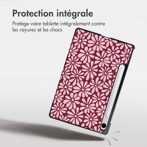 imoshion Coque tablette Design Trifold Samsung Galaxy Tab S9 11.0 pouces / S10 Lite / S10 FE / S9 FE 10.9 pouces - Bloom Love Blush