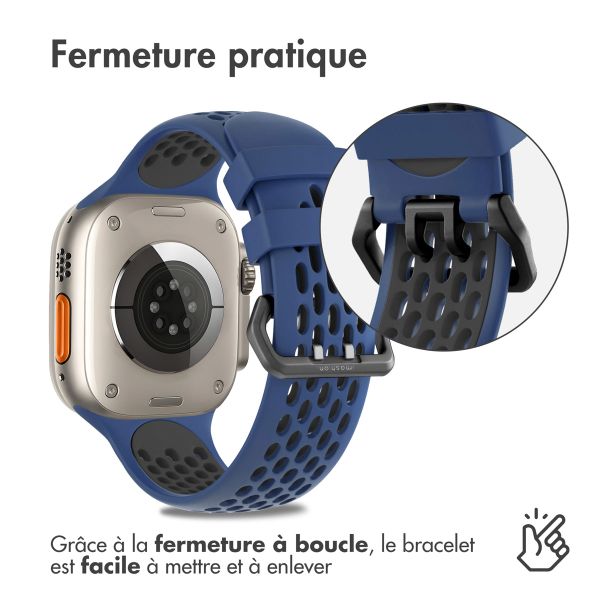 imoshion Bracelet sport en silicone avec boucle Apple Watch | 44/45/46/49 mm - Blue & Black