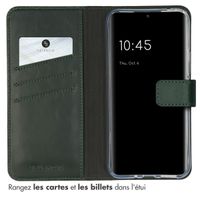 Selencia Étui portefeuille en cuir véritable Samsung Galaxy A54 (5G) - Vert
