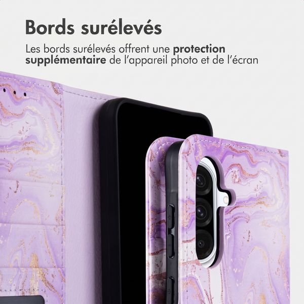 imoshion Étui de télephone portefeuille Design Samsung Galaxy A36 - Purple Marble
