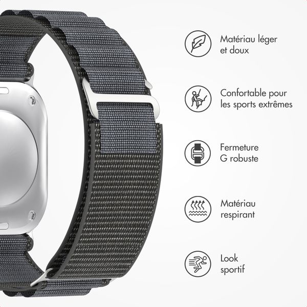 Accezz Bracelet en nylon Alpine Apple Watch | 44/45/46/49 mm - Dark Grey