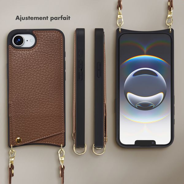Selencia Coque de télephone Nova avec cordon et porte-cartes Apple iPhone 17e / 16e - Mocha Brown