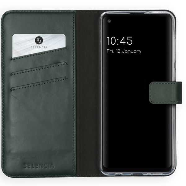 Selencia Étui portefeuille en cuir véritable Samsung Galaxy A21s - Vert
