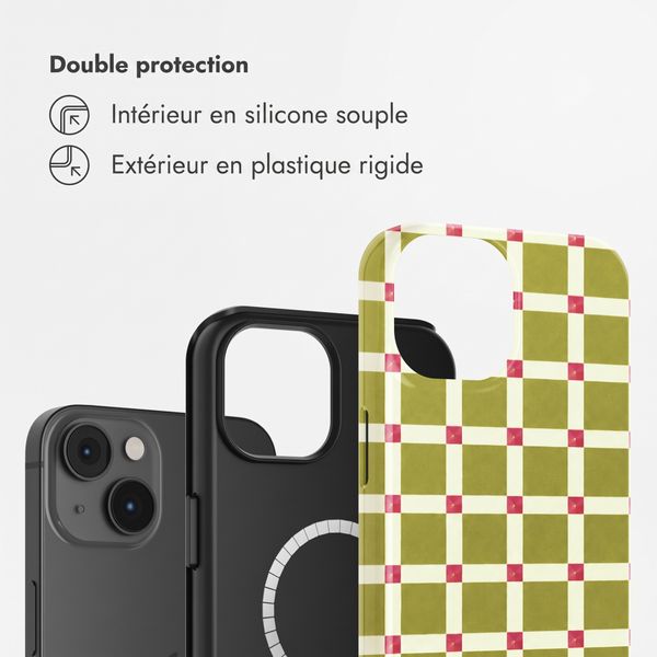 Selencia Coque arrière Vivid avec MagSafe Apple iPhone 14 - Check This Olive