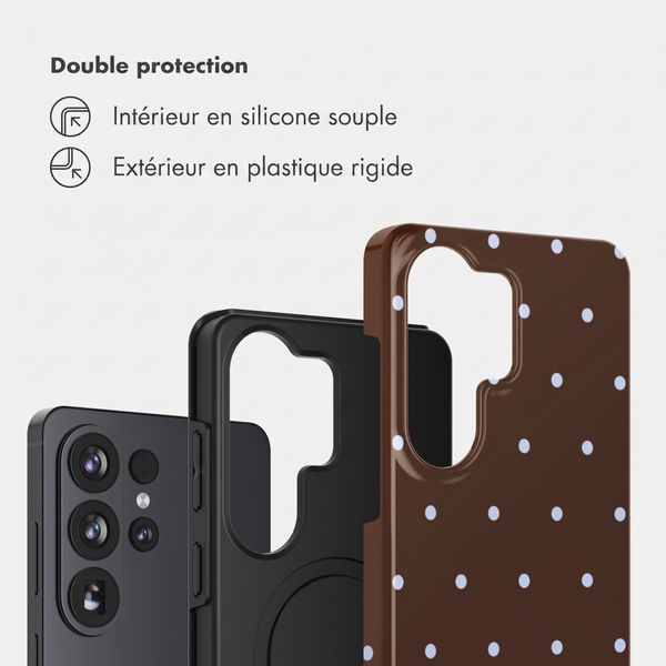 Selencia Coque arrière Vivid Samsung Galaxy S26 Ultra - Happy Dots Chocolate