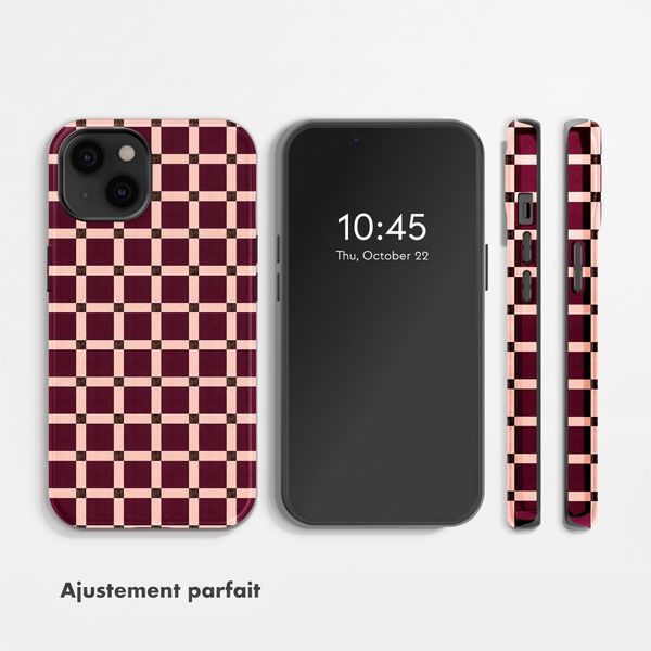 Selencia Coque arrière Vivid avec MagSafe Apple iPhone 14 - Check This Burgundy