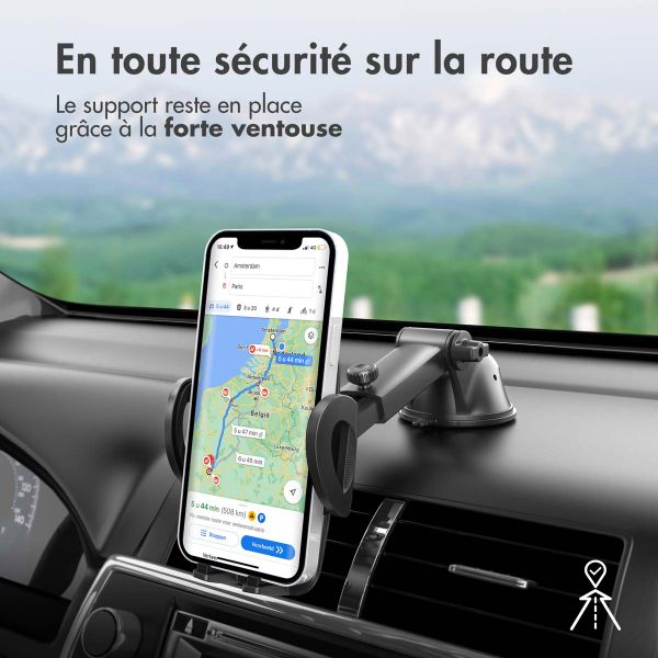 imoshion Support de téléphone 3-in-1 pour voiture - Rotatif à 360° - Universel - Tableau de bord / Pare-brise / Grille de ventilation - Noir