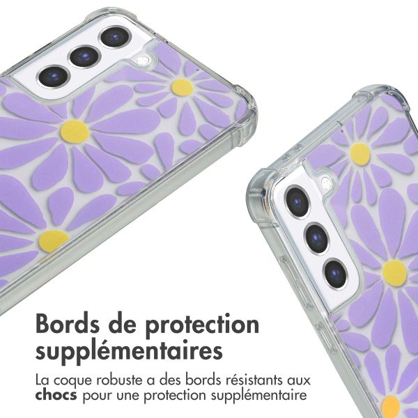 imoshion Coque Design avec cordon Samsung Galaxy S21 FE - Tropical Violet Flowers Connect