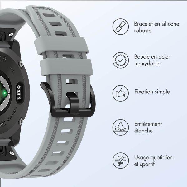 imoshion Bracelet QuickFit® Line en silicone  - Connexion Garmin 20 mm - Gris