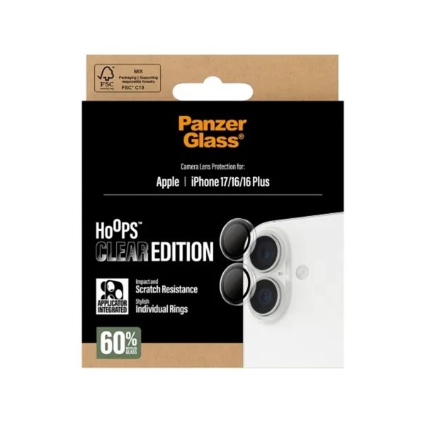 PanzerGlass Protection Caméra Hoops Optic Rings Apple iPhone 17 - Transparent