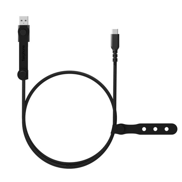 Fairphone Câble de recharge LongLife USB-C vers USB-C/USB-A - 240W - 2.5 mètres - Noir