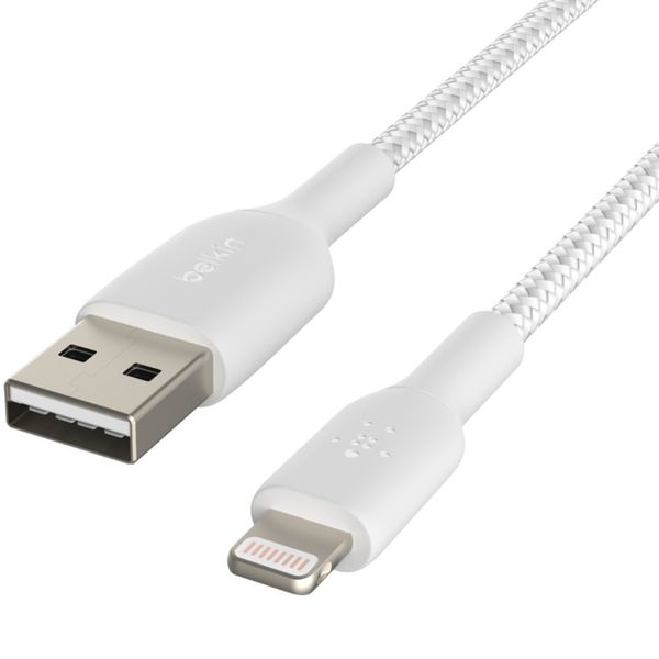 Belkin Câble Lightning vers USB-A tressé BoostCharge Pro - 1 mètre - Blanc