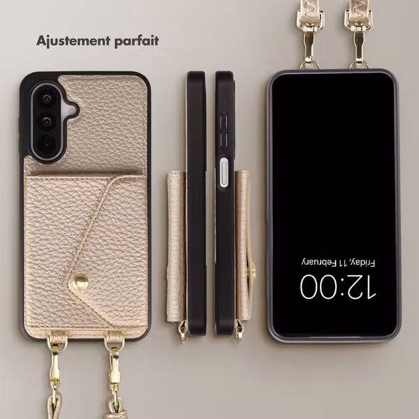 Selencia Coque de télephone Sera avec cordon et porte-cartes enveloppe Samsung Galaxy A18 / A17 / A26 - Champagne