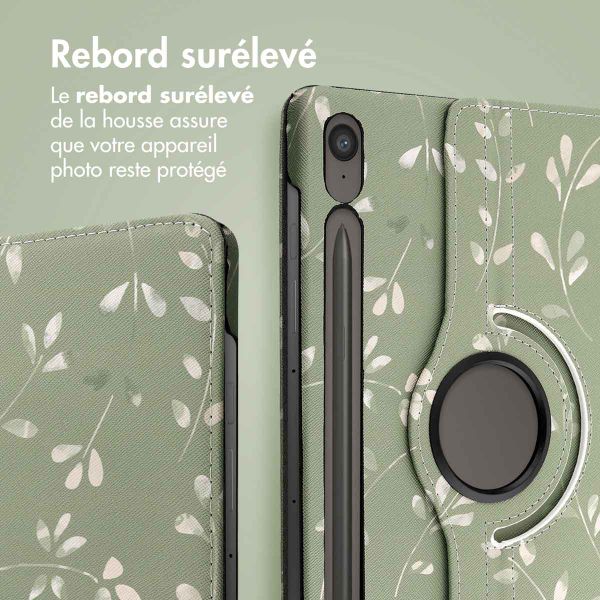 imoshion Coque tablette Design rotatif à 360° Samsung Galaxy Tab S10 Lite / S10 FE / S9 FE - Green Flowers