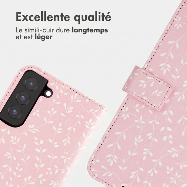 imoshion Étui de télephone portefeuille Design Samsung Galaxy S22 - Pink Bazaar Flowers
