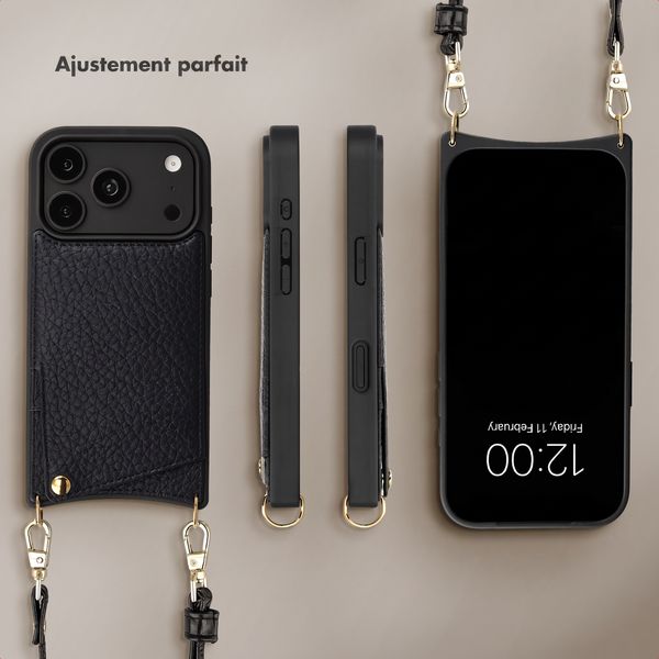 Selencia Coque de télephone Nova avec cordon et porte-cartes Apple iPhone 18 Pro Max / 17 Pro Max - Noir