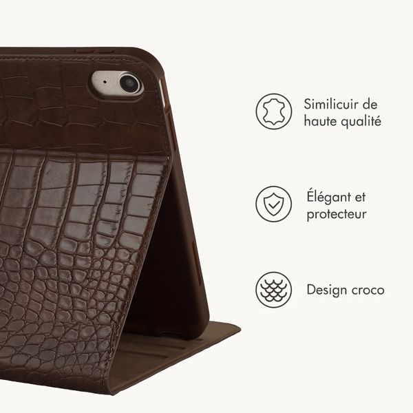 Selencia Coque Croco Apple iPad 11 (2025) 11 pouces A16 / iPad 10 (2022) 10.9 pouces - Choco Brown