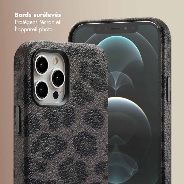 Selencia Coque Sabi imprimé panthère avec MagSafe Apple iPhone 12 (Pro) - Midnight Black