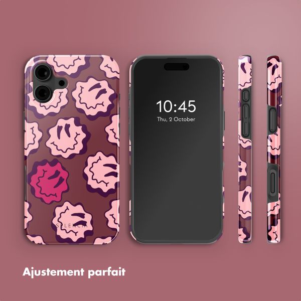 Selencia Coque arrière Vivid avec MagSafe Apple iPhone 16 - Wavy Smiley Pink