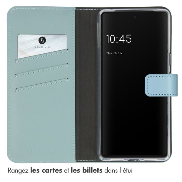 Selencia Étui portefeuille en cuir véritable Google Pixel 7 - Air Blue