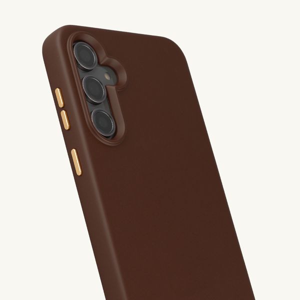 Selencia Coque arrière Rivièra avec MagSafe avec crochets amovibles Samsung Galaxy S23 FE - Choco Brown