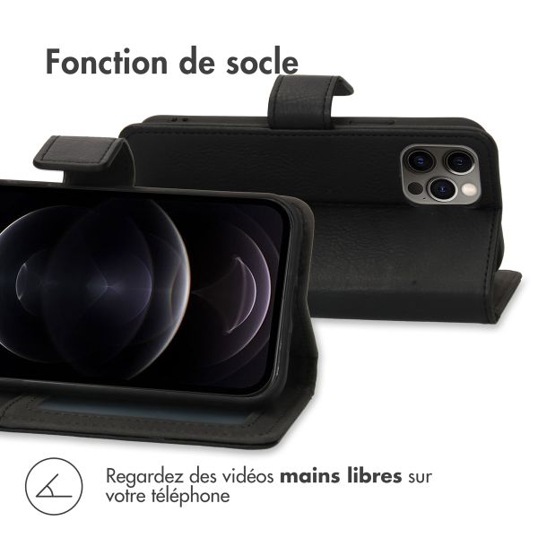 imoshion Étui de télephone portefeuille de luxe Apple iPhone 12 (Pro) - Noir