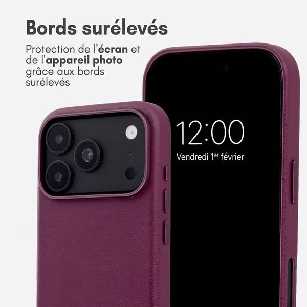Accezz Coque arrière en cuir avec MagSafe Apple iPhone 18 Pro / 17 Pro - Heath Purple