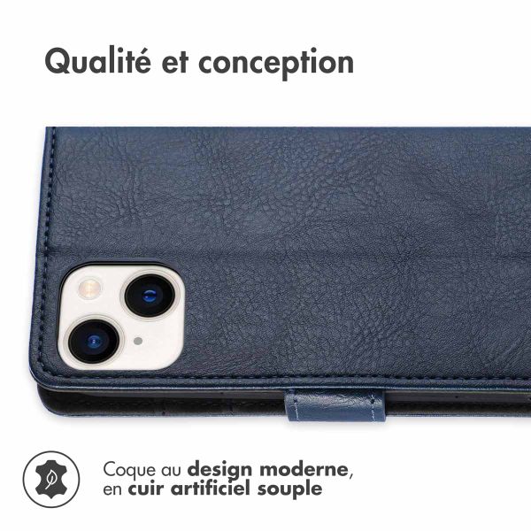 imoshion Étui de télephone portefeuille de luxe Apple iPhone 15 Plus - Bleu foncé