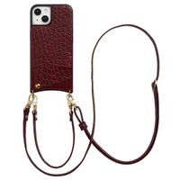 Selencia Coque de télephone Nova Croco avec cordon et porte-cartes Apple iPhone 14 / 13 - Burgundy