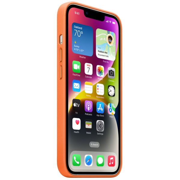 Apple Coque Leather MagSafe Apple iPhone 14 - Orange