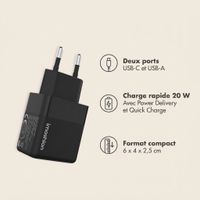 imoshion Wall Charger - Chargeur - Connexion USB-C et USB - Power Delivery - 20 Watt - Noir