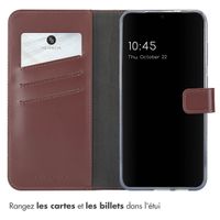 Selencia Étui portefeuille en cuir véritable Samsung Galaxy S25 Plus - Marron foncé