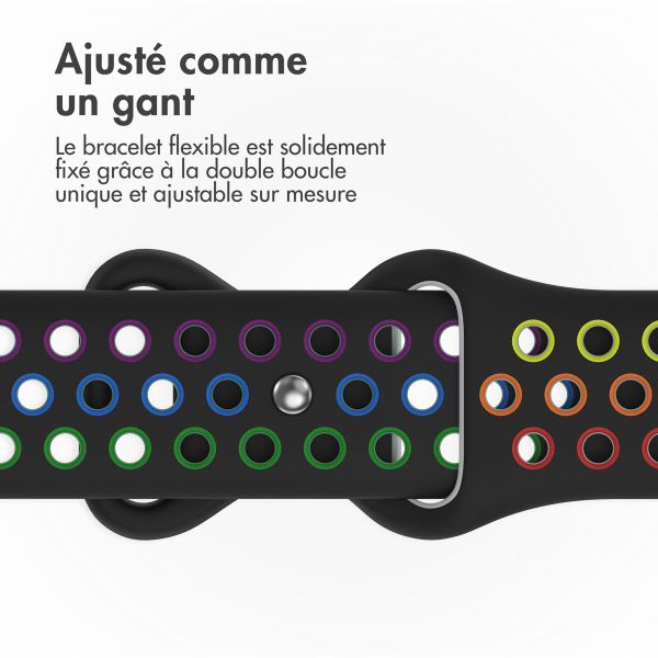 imoshion Bracelet Sport⁺ en silicone Apple Watch | 44/45/46/49 mm - Taille S/M - Black Rainbow