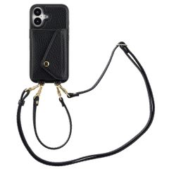 Selencia Coque de télephone Sera avec cordon et porte-cartes enveloppe Apple iPhone 16 - Noir