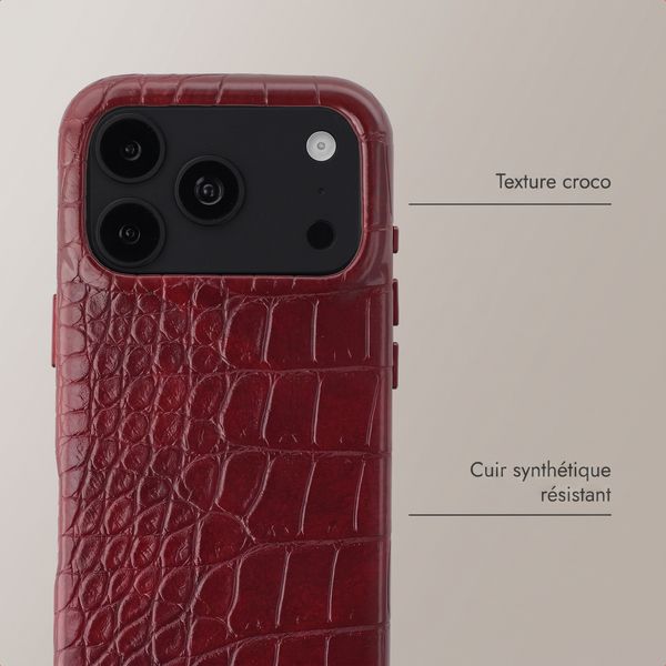 Selencia Coque arrière Croco avec MagSafe Apple iPhone 18 Pro / 17 Pro - Burgundy