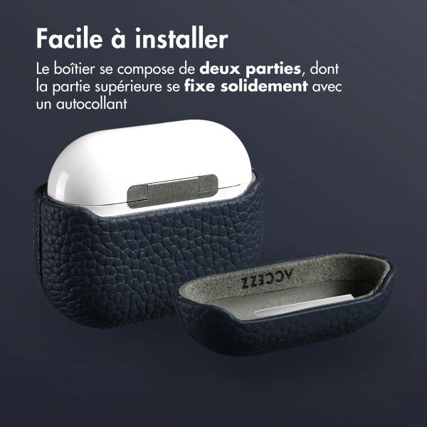 Accezz Coque en cuir véritable  Apple Airpods 3 - Bleu foncé