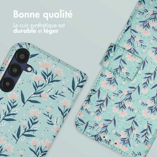 imoshion Étui de télephone portefeuille Design Samsung Galaxy A55 - Blue Flowers