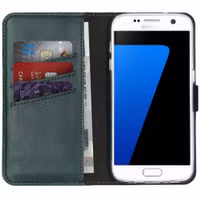 Selencia Étui portefeuille en cuir véritable Samsung Galaxy S7 - Vert