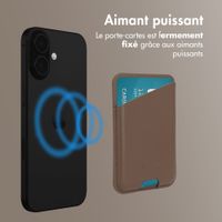 Accezz Porte-cartes en cuir magnétique - Compatible avec Apple Find My - Coffee Brown