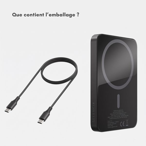 Selencia Powerbank Vivid 5 000 mAh - MagSafe et Qi - Black / Wavy Baby Burgundy