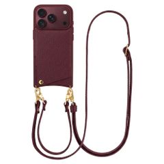Selencia Coque de télephone Nova avec cordon et porte-cartes Apple iPhone 18 Pro Max / 17 Pro Max - Bold Burgundy
