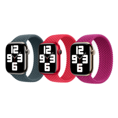 Apple 3 Pack Bracelet Solo tressé Apple Watch | 38/40/41/42 mm - Taille 5 - Lake Green/ (PRODUCT)RED/ Magenta